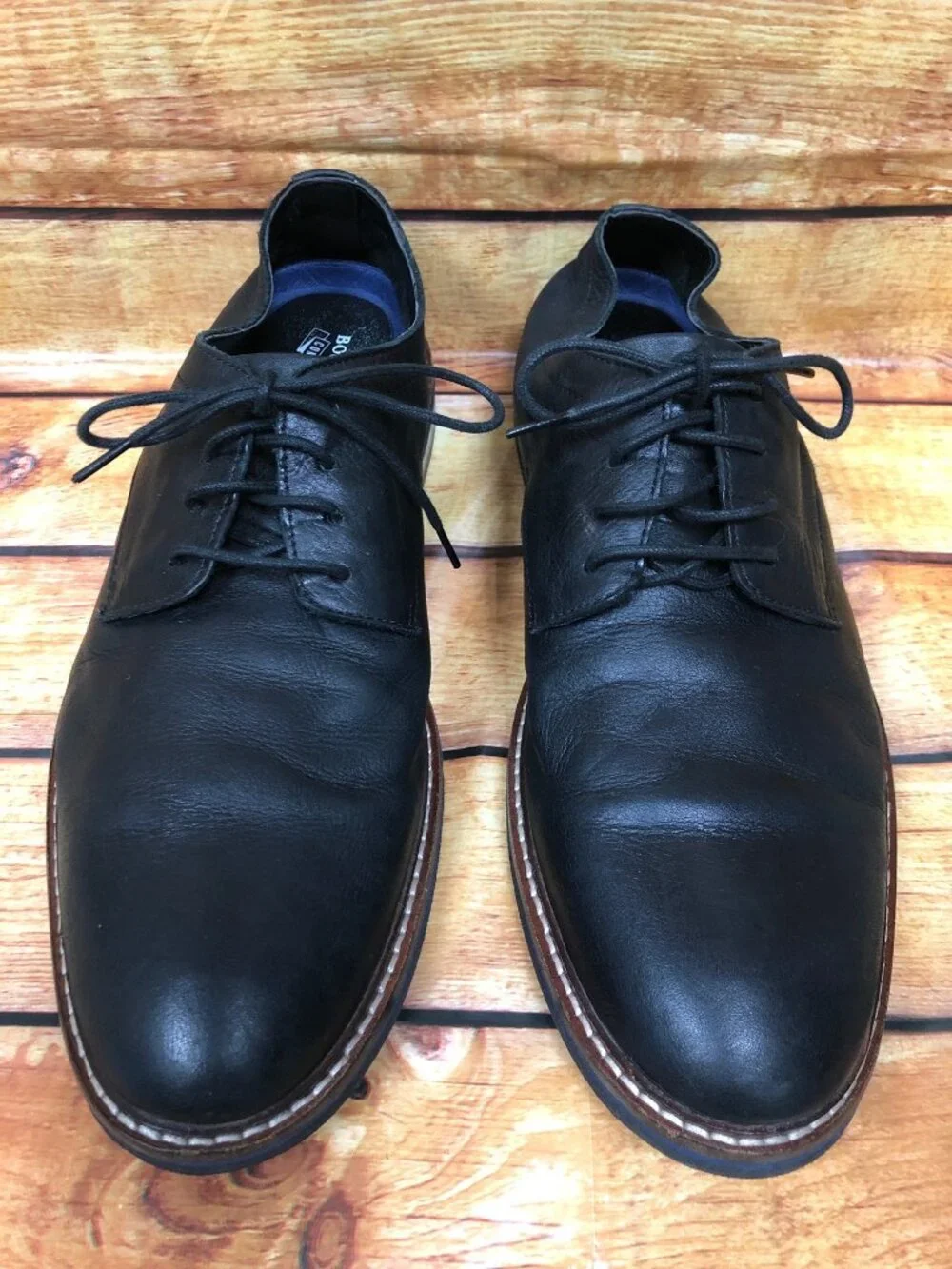 Bostonian Mens 9.5 M Black Leather Oxford Derby 4-eye Shoes